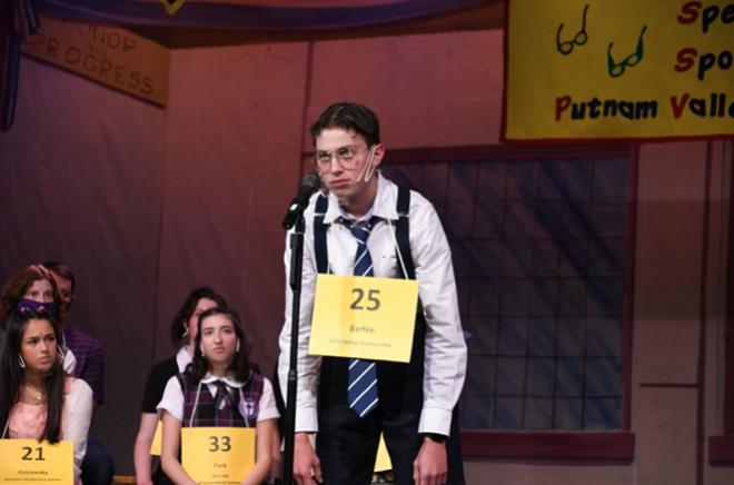 LUGUBRIOUS! Henry enjoys the lights as he rocks the stage as Barfee in The 25th Annual Putnam County Spelling Bee! (PC: Sophia Katsouris)
