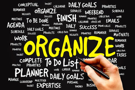 The word “organize” is the main idea and surrounding it are words associated with the term, (Simply Organized).