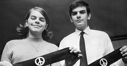 Students with their black armbands opposing the Vietnam War.