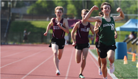 Pictured is Ramapo track runner and captain Alex Horgan winning the 1600m final at the Bergan Track Championship