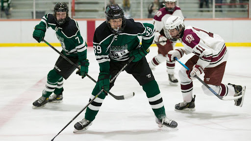 Sophomore, Jonathan Kalpagian, after a face off in the win over Ridgewood. 