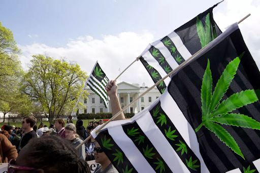 Activists outside of the White House following President Biden’s pardoning