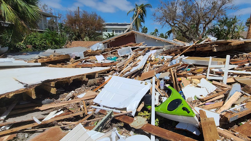 Wreckage of a house owned by Bill Veach in Fort Myers Beach, Florida