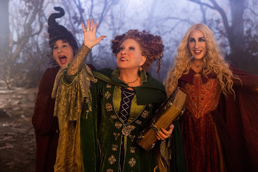 Mary (Kathy Najimy), Winnifred (Bette Midler), and Sarah (Sarah Jessica Parker) Sanderson in Hocus Pocus 2. 
