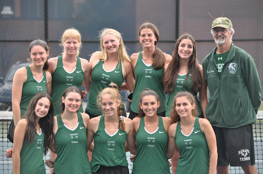 Ramapo Girls Tennis Team posing for Group Photo.