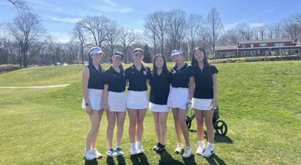 Picture of the team at their victorious match against IHA from left to right as pictured: Grace Anderson (grade 12), Reese Fishman (grade 10), Kacie Gmiterek (grade 11), Emma McElkenny (grade 11), Skylar Lee (grade 10), Olivia Ki (grade 9) (Coach Lawler)