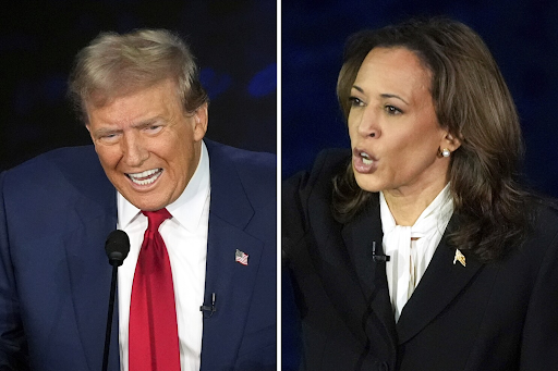 Pictured on the left, is Republican Presidential Candidate Donald Trump. Pictured on the right, is Democratic Presidential Candidate Kamala Harris. (AP Photo/Alex Brandon)