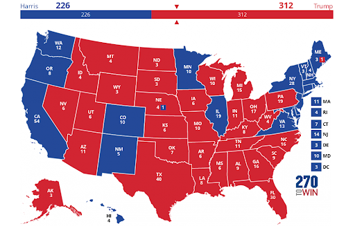 Image showing electoral votes for 2024 Presidential election (270toWin)
