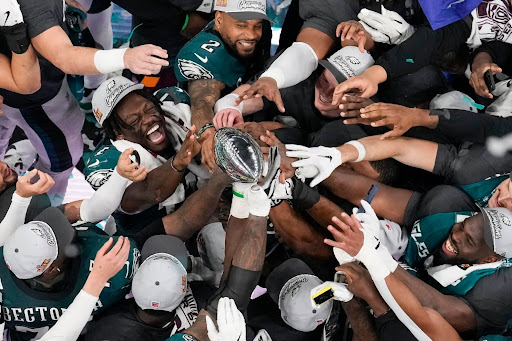 The Eagles celebrate their Super Bowl LIX win. (LA Times)
