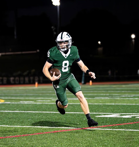 Casey Grusser playing in a Ramapo football game on the Drew Gibbs Field 