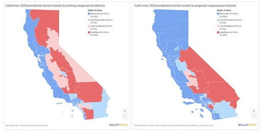 Ballotpedia image of redistricting under Proposition 50