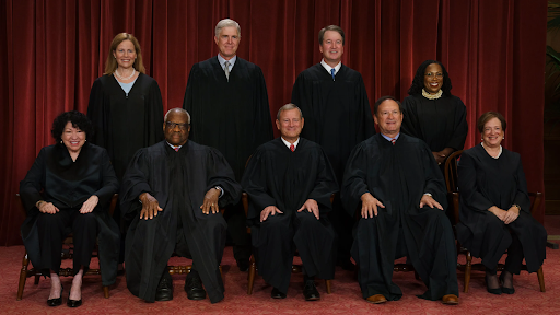 The Current Supreme Court Justices [John G. Roberts, Jr, Clarence Thomas, Samuel A. Alito, Jr., Sonia M. Sotomayor, Elena Kagan, Neil M. Gorsuch, Brett M. Kavanaugh, Amy Coney Barrett, Ketanji Brown Jackson] (Source: Supreme Court History)