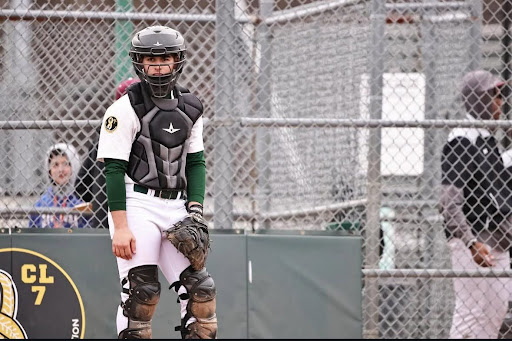 Alex catching against Don Bosco Prep on April 9th 2025 (Scoropanos Photography).